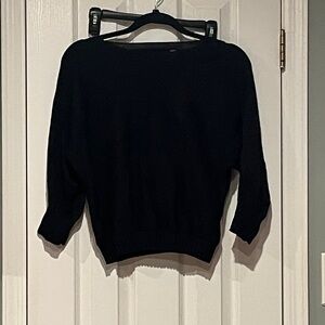 T Tahari Women's Black Lightweight Sweater 3/4 sleeves Boatneck